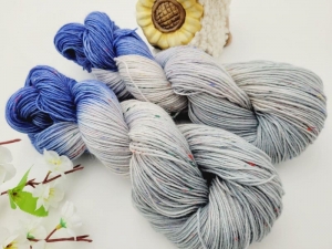 NEU ❤Handgefärbte Sockenwolle Tweed 4 Fach je 100g Unikate wildernd  - Handarbeit kaufen