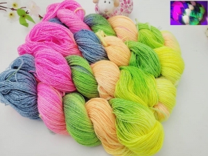 Handgefärbte Wolle 100g/550m Merino/Baumwolle Lace mit Maulbeerseide  Regenbogen - Handarbeit kaufen