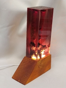 Epoxidharz Lampe auf Holzsockel mit USB und Schalter - Handarbeit kaufen
