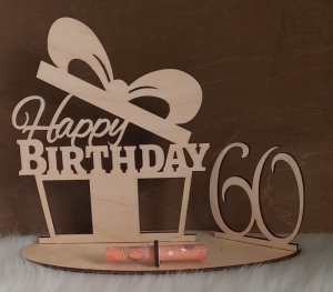 Happy Birthday Geschenk aus Holz, Geldgeschenk, 60. Geburtstag