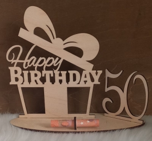 Happy Birthday Geschenk aus Holz, Geldgeschenk, 50. Geburtstag 