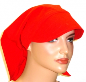  Schirmmütze Kopftuch rot mit Schild kaufen Sommer Chemo Cabriotuch Alopezie beige, rot, hellgrün, lila, schwarz Sport Visier Sonnenhut Workout handgefertigt aus 100% Baumwolle  - Handarbeit kaufen