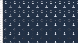 Baumwolljersey Stoffe weiße Punkte Anker auf blau maritim kaufen Meterware - Handarbeit kaufen