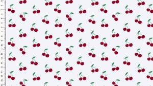 Baumwollstoff Popeline Kirschen weiss rote Kirschen auf weiss 1,50m Breite Frühlings Stoffe kaufen Meterware - Handarbeit kaufen