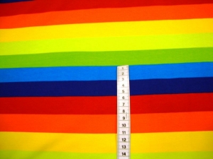 Baumwolljersey Regenbogen Streifen bunt 3cm breite Streifen Rainbow Regenbogen, Blockstreifen Stoff Jersey gestreift ökotex 100 nähen Meterware kaufen Neonfarben - Handarbeit kaufen