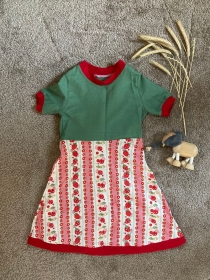 Kleid - Kleinkindkleid in grün - rot mit Erdbeeren in Größe 86/92 - Handarbeit kaufen