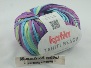 sommerliches Bändchengarn Tahiti Beach von Katia in Farbe 308: türkis und lila - Handarbeit kaufen
