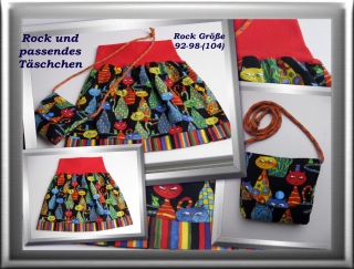 Set Kinderrock Gr. 92-98-(104) + passende Tasche Mitwachsrock Rock Bündchenrock