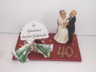 Geldgeschenk Rubinhochzeit, 40, Ehejubiläum, Rubin, 40 Jahre verheiratet - Handarbeit kaufen