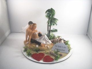 Geldgeschenk Hochzeit, Brautpaar, Flitterwochen, verliebtes Paar unter Palmen am Strand - Handarbeit kaufen