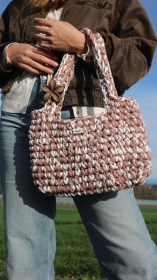 Häkeltasche aus T-Shirtgarn, Handtasche gehäkelt, Crochetbag, Festival - Handarbeit kaufen