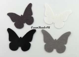 8 Grau /Schwarz /Weiß Filz Schmetterlinge (7x5cm), Schmetterlinge Filz Formen