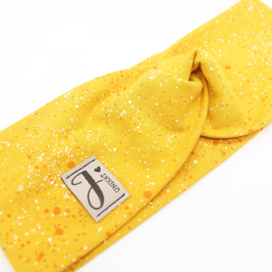 Kinderhaarband Stirnband Knotenhaarband Mädchen Gelb mit Farbspritzer Optik - Handarbeit kaufen
