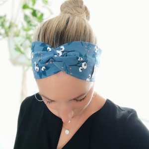 Haarband Blau Winterblume Zweige Stirnband Knotenhaarband Damen - Handarbeit kaufen