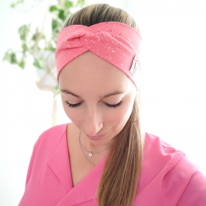 Haarband Rosa mit Farbspritzer Optik Weiß Pink Stirnband Knotenhaarband Damen - Handarbeit kaufen