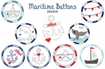 Stickdatei Maritime Buttons ab einem13x13cm Rahmen stickbar