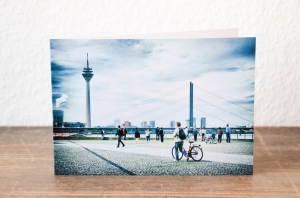 Foto Grußkarte Düsseldorf Rheinufer Fernsehturm - Klappkarte mit Umschlag - Format C6