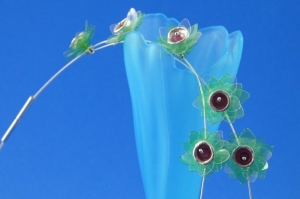 Collier grüne Seerosen handgefertigt aus Sterlingsilber und Turmalinperlen kaufen