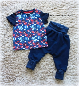 PUMPHOSE Set Shirt Pumphose/Mitwachshose Baby Gr. 68 marine Street Style - Handarbeit kaufen