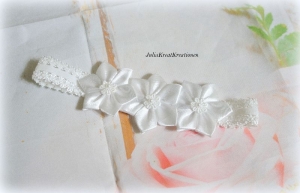 Haarband Stirnband Baby Mädchen Taufe Hochzeit Blume weiß andere Farben möglich - Handarbeit kaufen