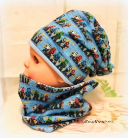 NINJAGO Beanie Mütze Kindermütze Loop blau Größe wählbar - Handarbeit kaufen