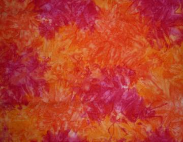 ✂ Patchworkstoff Meterware Batik orange-pink marmoriert - Handarbeit kaufen