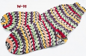 1 Paar handgestrickte Socken, Grösse 34/35, bunt gestreift, Sockenwolle - Handarbeit kaufen