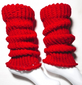 1 Paar Beinstulpen, gestrickt, rot, Handarbeit, Polyacryl, 40 cm  dehnbar Sylt Wollgemisch  Accessoire - Handarbeit kaufen