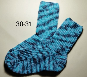  handgestrickte Socken, Größe 30/31, 1 Paar blau-schwarz-meliert, Sockenwolle - Handarbeit kaufen