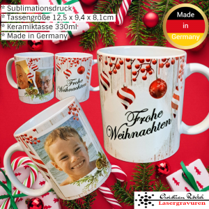 Fototasse Christmas Weihnachten Logo Werbetasse eigene Fotos und Varianten - Handarbeit kaufen
