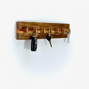 Edles SchlüsselBrett aus Walnuss- und Kirschbaumholz  (7 Haken)/ Hakenleiste/ handmade kaufen   