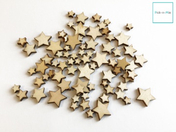 Sterne aus Holz ca. 100 Stück, Streudeko Weihnachten