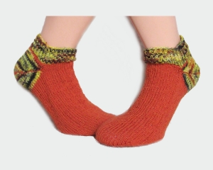 Handgestrickte Damen Sommer Sneaker Socken 40 41 ♡Orange♡ mit Farbverlauf gelb orange braun ♡ Verrückte Maschen 3937.180711.235251_35e