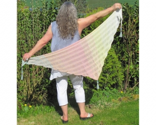 Sommer Dreieckstuch Schal Schultertuch Hüfttuch ♡Softeis♡ Farbverlauf weiß zart gelb rosa und hellblau gestrickt ♡ Verrückte Maschen 3937.180713.212048_36f