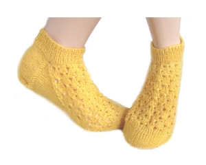Handgestrickte Damen Sommersocken Sneaker Socken Gr. 36 37 ♡Sonnengelb♡ Verrückte Maschen 3937.190218.114019_90j