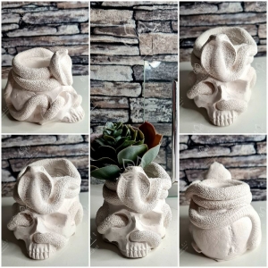 Silikonform Mini-Pflanztopf Skull mit Schlange Mold Giessform - SF001339 - Handarbeit kaufen