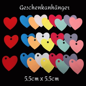 Geschenkanhänger Herz - Stanzteile - Scrapbooking - basteln - Hochzeit - Anhänger - 5,5 cm groß