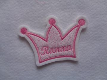 Krone mit Wunschnamen ♥ Aufnäher ♥ Applikation ♥ rosa - Handarbeit kaufen
