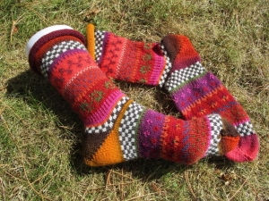 Bunte Socken Gr. 39/40 - gestrickte Socken in nordischen Fair Isle Mustern