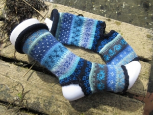 Bunte Socken Gr. 41/42 - gestrickte Socken in nordischen Fair Isle Mustern