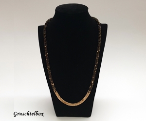 Kumihimo Halskette , 58 cm, grünmetallic gold gemustert