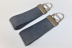 1 edles Schlüsselband aus echtem Leder, 3 cm breit, dunkelblau, Klemmschließe mit Schlüsselring