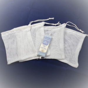 Seifensäckchen aus Bio-Baumwolle Soft Tüll, weiß, incl. 1 Stück Duschseife - Handarbeit kaufen