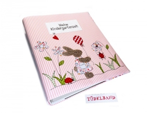 Kindergartenordnerhülle Portfolio ...kleine Blumenwiese... rosa...geblümt... Schulordner - Handarbeit kaufen