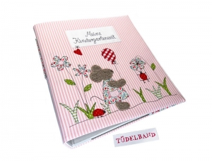 Kindergartenordnerhülle Portfolio ...kleine Blumenwiese... rosa...geblümt... Schulordner  - Handarbeit kaufen