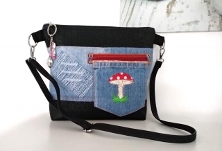 Handtasche,Umhängetasche,Unikat☆EINZIGARTIG ☆ aus  Jeans-Stoff kombiniert Kunstleder und einem passenden Baumwollstoff  