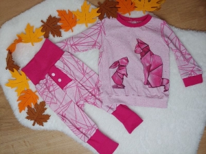 Babyset / Hose und Pullover Gr. 74/80 in Rosa mit Origami Tieren 