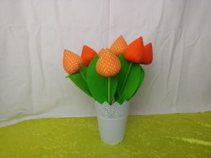 Stoff Tulpe einzeln in Orange und Orange mit Punkten