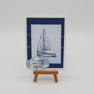 Grußkarte 3 D Optik  Motiv Segelboot - Handarbeit kaufen