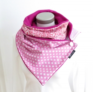 Milo-Schaly Wickelschal mit Knopf Damen Baumwolle pink rosa warmer Schal - Handarbeit kaufen